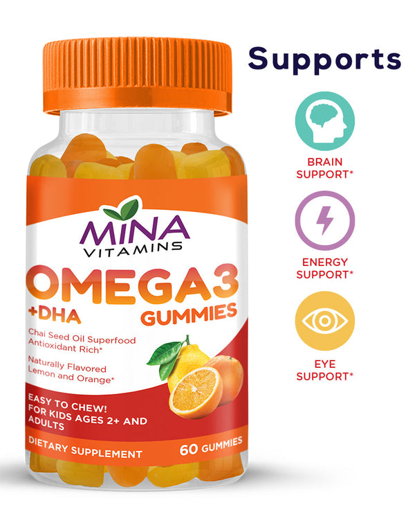 Halal Mina Omega3 + DHA Multivitamin - Vegetarian, Non-GMO, Gluten Free 60ct