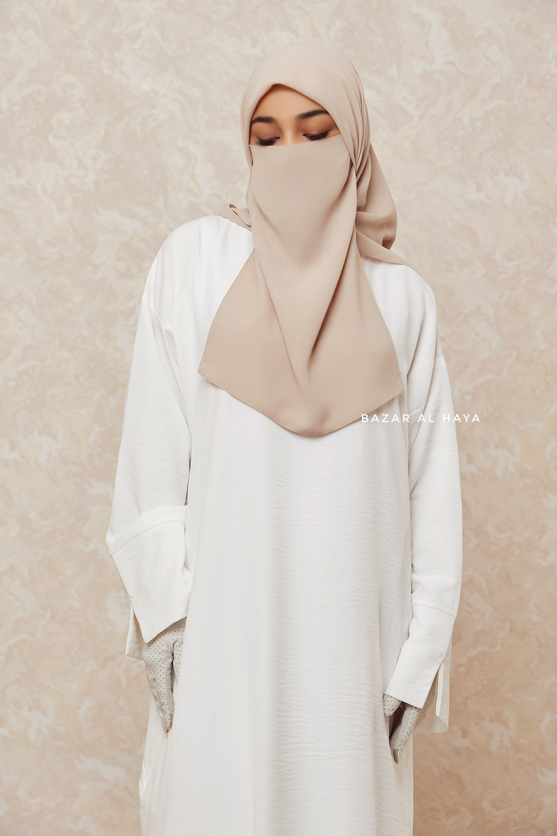 Ivory Rahima Loose Fit Comfy Abaya With Pockets - Leon