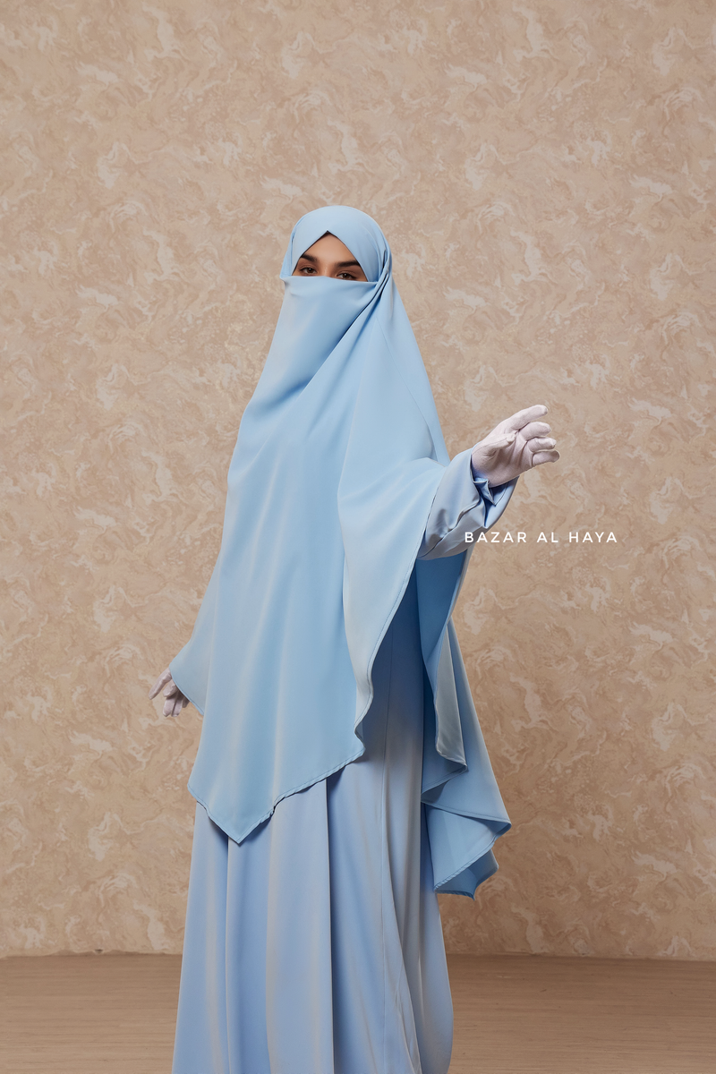 Baby Blue Salam Abaya & Mubarak Khimar Set - Nida