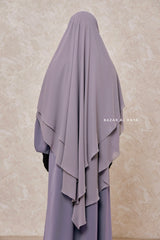 Grey Pari Two Layered Maxi Diamond Khimar - Crepe Chiffon