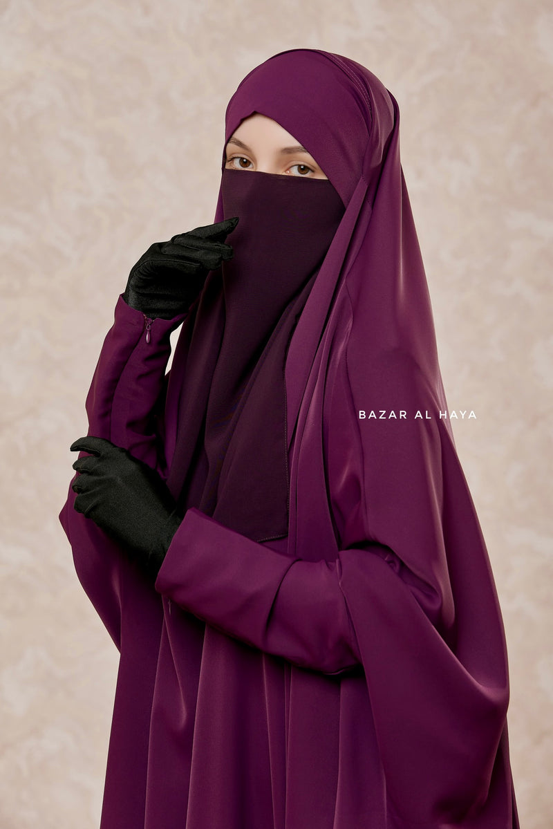 Purple Single Half Niqab - Super Breathable Veil