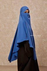 Mubarak Diamond Khimar In Steel Blue - Nida Extra Long