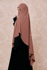 Taupe Rose Long Mubarak Diamond Khimar - Nida Extra Long