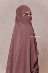 Taupe Rose Salam 2 Abaya & Mubarak Khimar Maxi Set - Nida