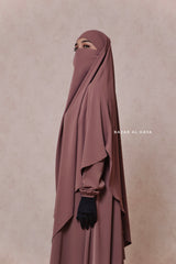 Mubarak Taupe Rose Diamond Khimar - Nida Extra Long