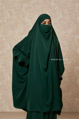 Green Emerald  Hoor - Two Piece Jilbab With Skirt- Long & Loose