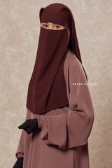 Brown Two Layer Scarf Niqab - Long & Wide - Super Breathable Veil