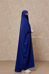 Royal Blue Sarah One Piece Jilbab - Zipper Sleeves - Silk Crepe