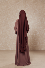 Brown Two Layer Scarf Niqab - Long & Wide - Super Breathable Veil