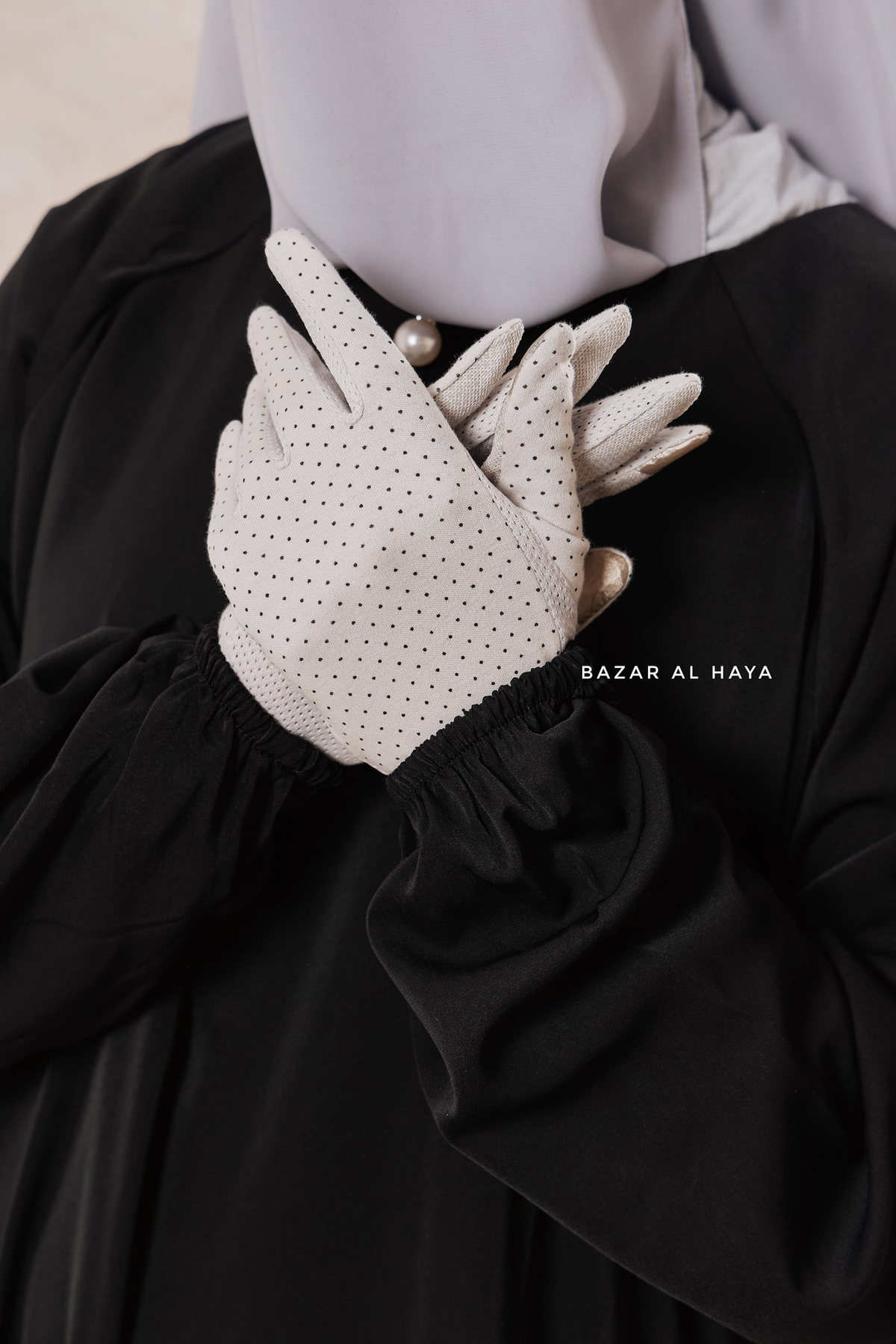 niqab handschuhe White Touch Screen Dotted Long Gloves