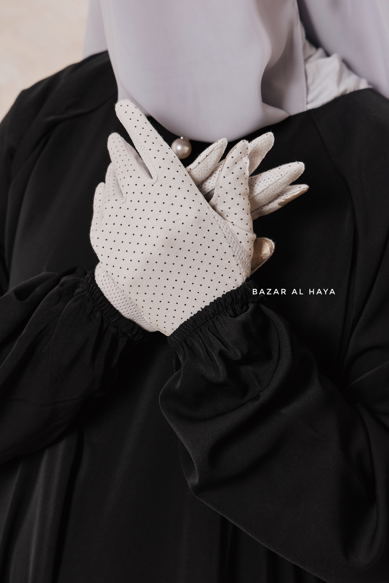 niqab handschuhe touchscreen White Touch Screen Dotted Long Gloves
