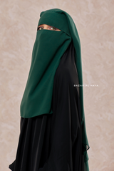 Emerald Two Layer Flap Niqab - Premium Wool Chiffon - Medium