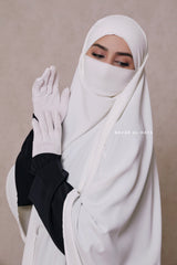 Mubarak Long White Diamond Khimar - Nidha Extra Long