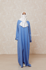 Blue Rahima Loose Fit Comfy Abaya With Pockets - Leon