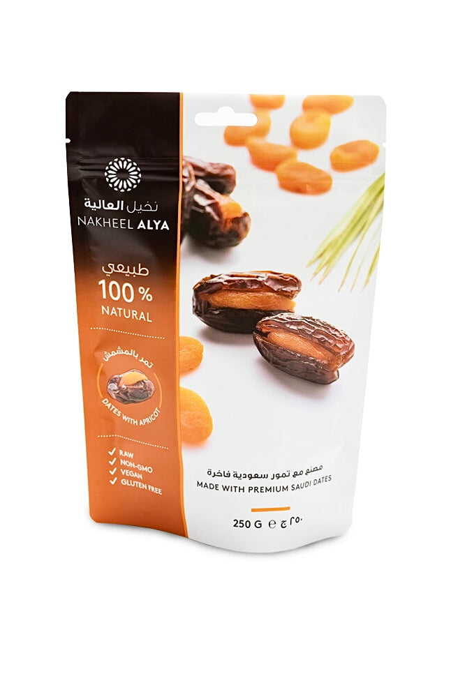 Delicious Stuffed Saudi Dates With Apricots - Nakheel Alya 250g Bag