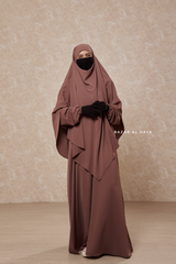 Taupe Rose Salam 2 Abaya & Mubarak Khimar Two Piece Set - Nida