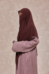 Brown Square Scarf With Half Niqab Set - Super Breathable - Quality