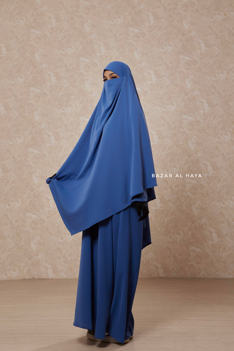 Steel Blue Salam 2 Abaya & Mubarak Khimar Two Piece Set - Nida