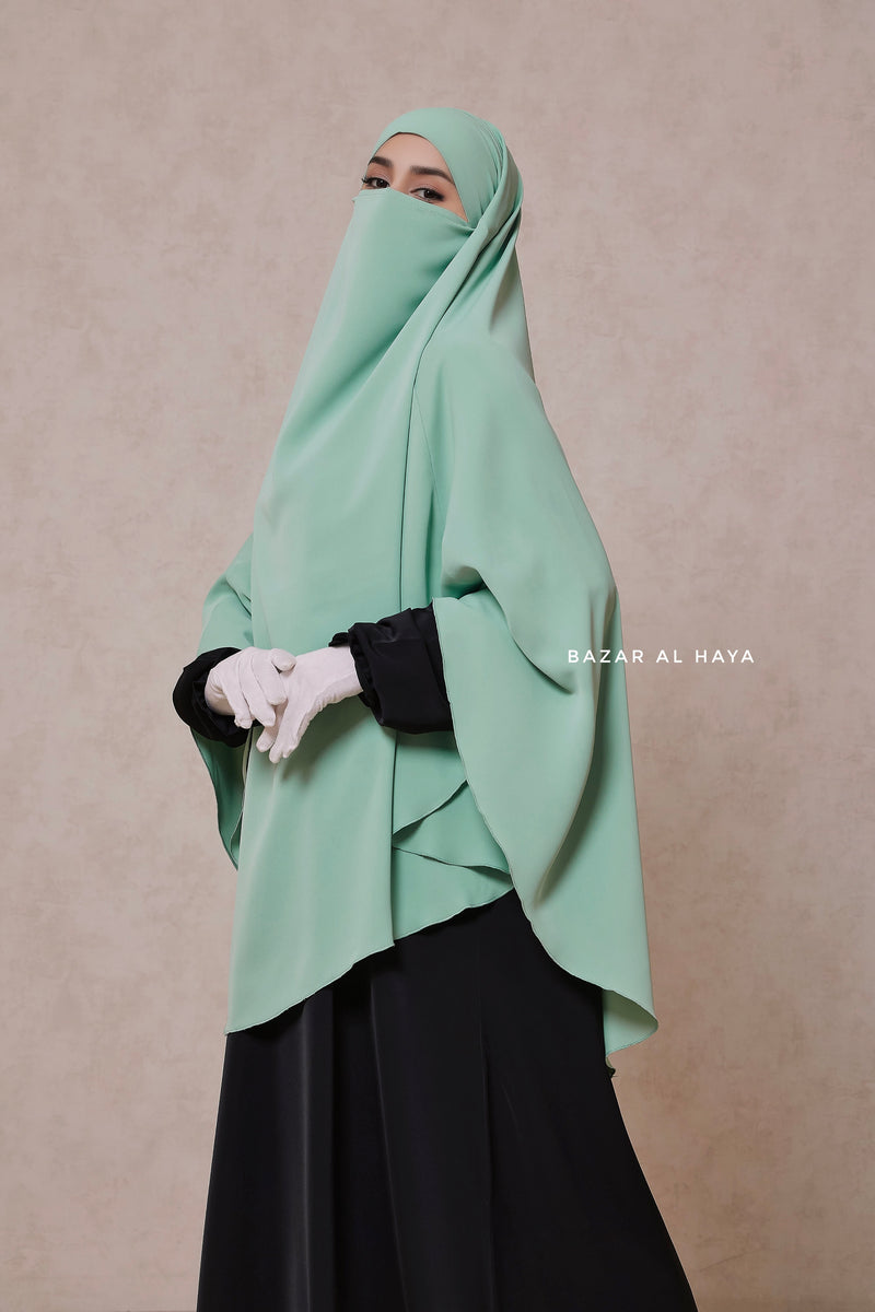 Mint Mubarak Long Triangle Diamond Khimar - Nidha Extra Long