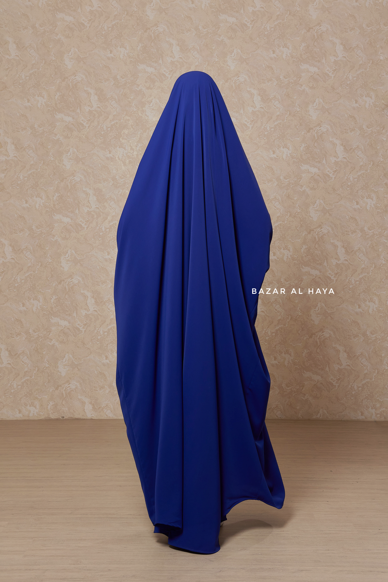 Royal Blue Sarah One Piece Jilbab - Zipper Sleeves - Silk Crepe