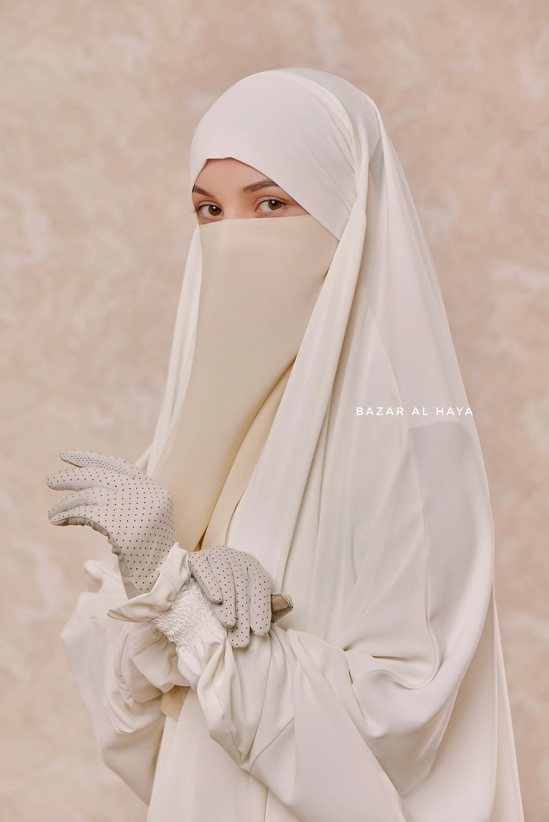 Creme Single Half Niqab - Super Breathable Veil