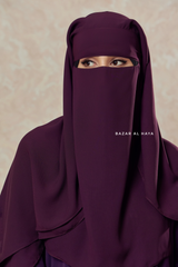 Plum Two Layer Niqab - Premium Wool Chiffon - Medium