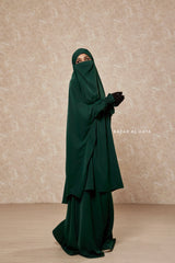 Green Emerald  Hoor - Two Piece Jilbab With Skirt- Long & Loose