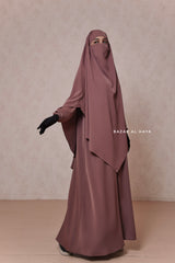 Taupe Rose Salam 2 Abaya & Mubarak Khimar Maxi Set - Nida