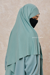 Mint Cotton Eliza Short Triangle Diamond Khimar - Soft Breathable Cotton