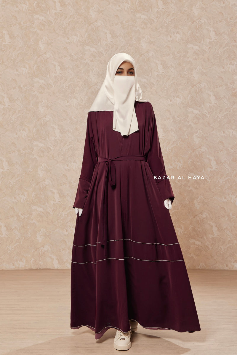 Mulberry Fathiya Open Front Abaya In Nida - Relaxed Fit