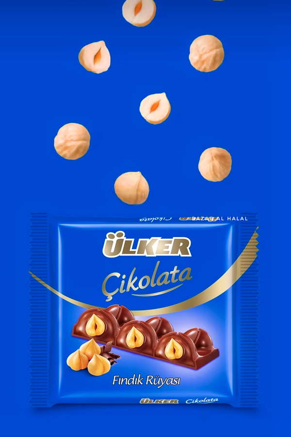 Ulker Milk Chocolate With Hazelnut Square Bar - 75g