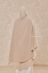 Creme Beige Two Layered Snap Scarf, Khimar, Cape - Super Soft - 3 in 1