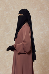 Black Two Layer Niqab - Premium Wool Chiffon - Medium