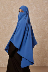 Mubarak Diamond Khimar In Steel Blue - Nida Extra Long