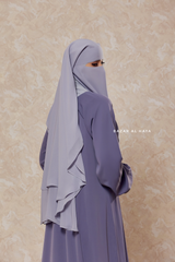 Silver Two Layer Niqab - Premium Wool Chiffon - Medium