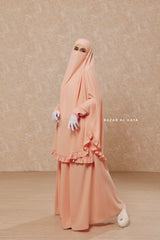 Peach Ibadah Two-piece Jilbab with Skirt, Haj, Umrah Garment & Prayer Set