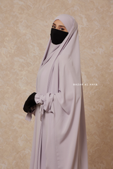 Silver Jahida Two Piece Jilbab With Loose Pants Set - Skirt-Style Shalwar