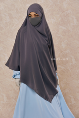 Mubarak Steel Grey Diamond Khimar - Nida Extra Long