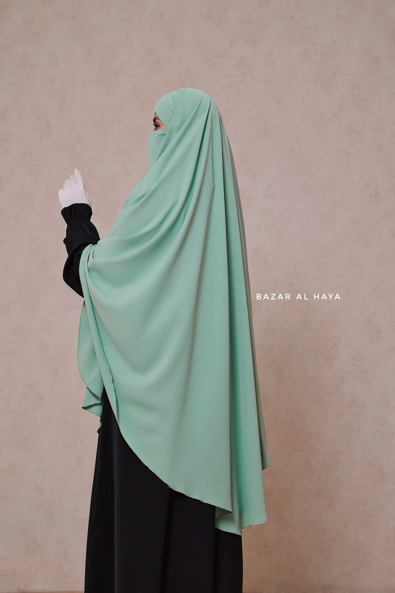 Mint Mubarak Long Triangle Diamond Khimar - Nidha Extra Long