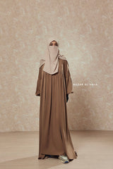 Camel Muna 2 Loose Fit Summer Abaya Dress - Sheen Kharir