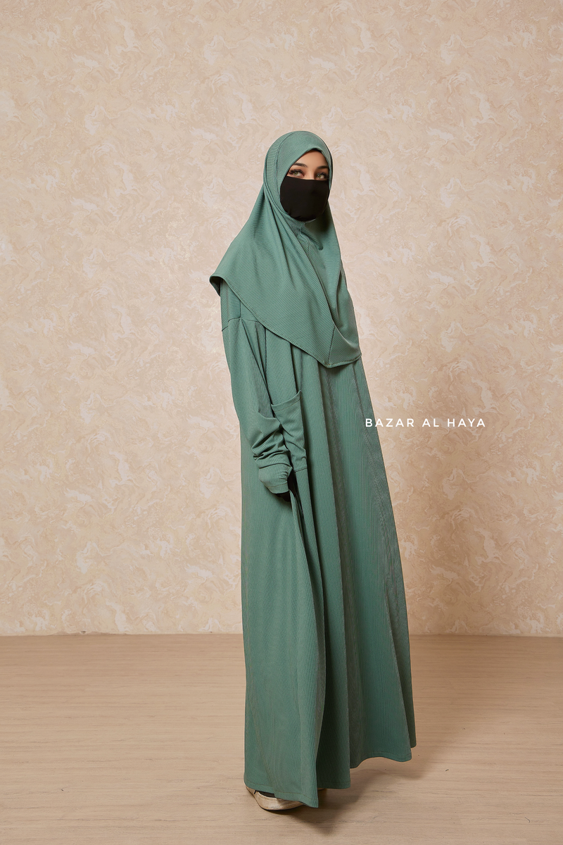 Mint Khawla Premium Corduroy Cotton Two Piece Prayer Dress - Abaya & Khimar