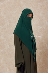 Emerald Square Scarf With Half Niqab Set - Super Breathable - Medium