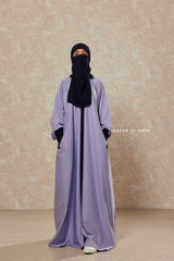 Kalina Lilac Hooded Abaya Dress With Pockets - Silk Crepe