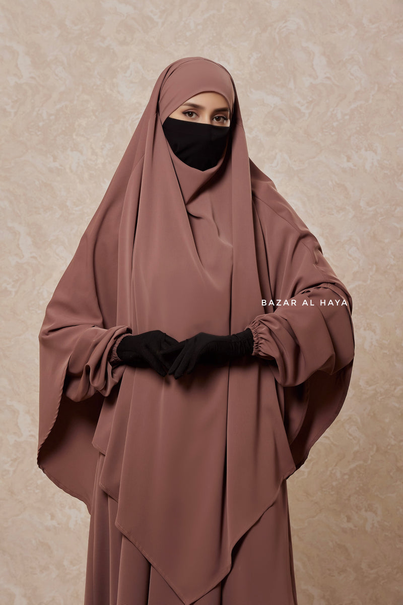 Taupe Rose Salam 2 Abaya & Mubarak Khimar Two Piece Set - Nida