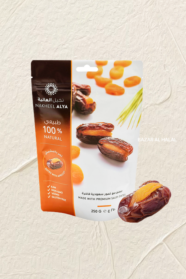 Delicious Stuffed Saudi Dates With Apricots - Nakheel Alya 250g Bag