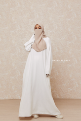 Ivory Rahima Loose Fit Comfy Abaya With Pockets - Leon