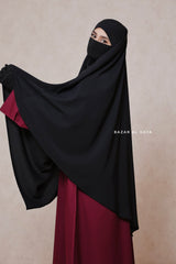 Black Mubarak Long Diamond Khimar - Nidha Extra Long