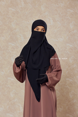 Black Square Scarf With Half Niqab Set - Super Breathable - Medium
