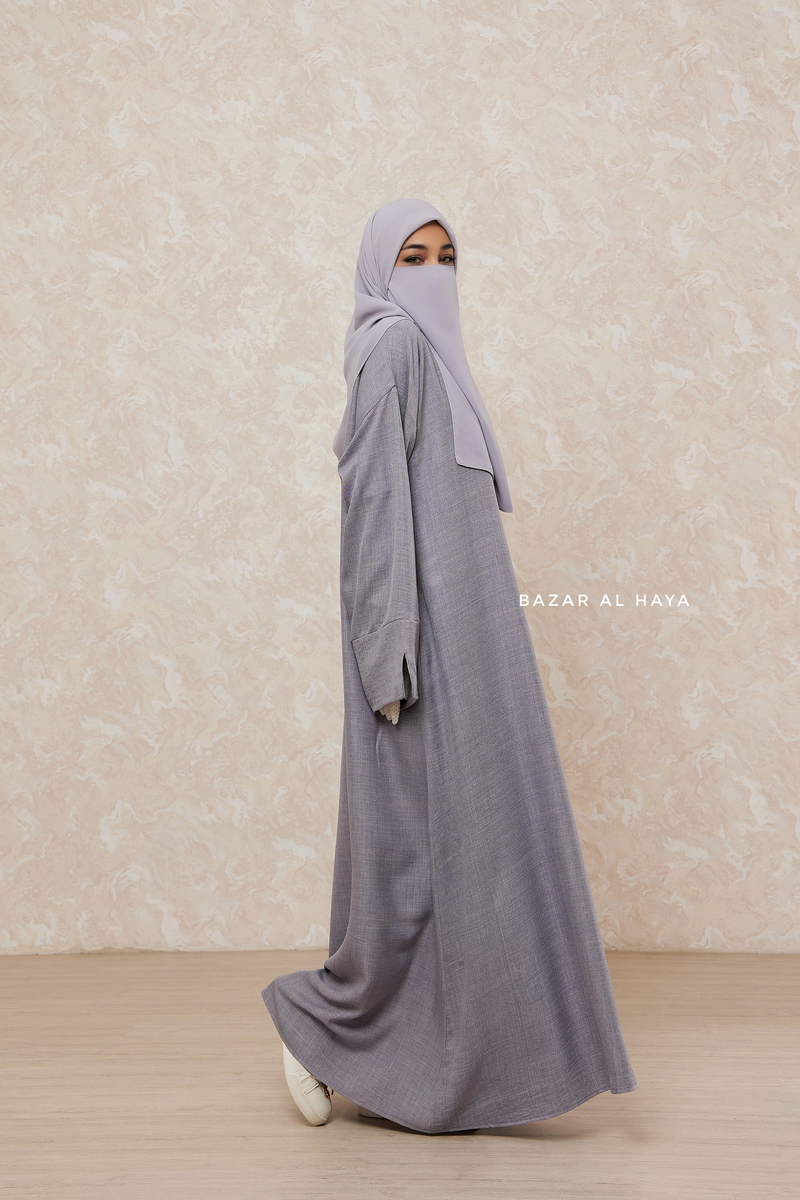 Silver Rahima Loose Fit Comfy Abaya With Pockets - Leon