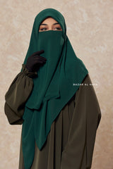 Emerald Square Scarf With Half Niqab Set - Super Breathable - Medium